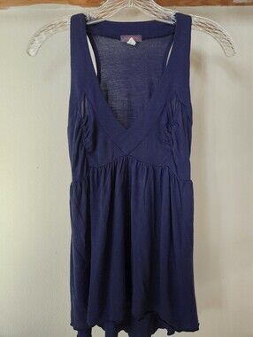 Y2k Just Sweet Brand Sleeveless Navy V-Neck Women's Tank Top